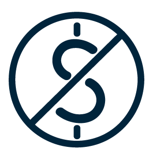 Icon of a crossed-out dollar sign symbolizing free Breakaway tags.