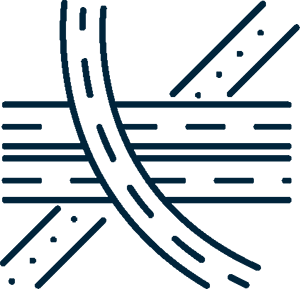 Highway overpass icon symbolizing seamless highway-to-highway connectivity.