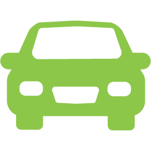 Icon of the front view of a personal car signifying personal vehicles.