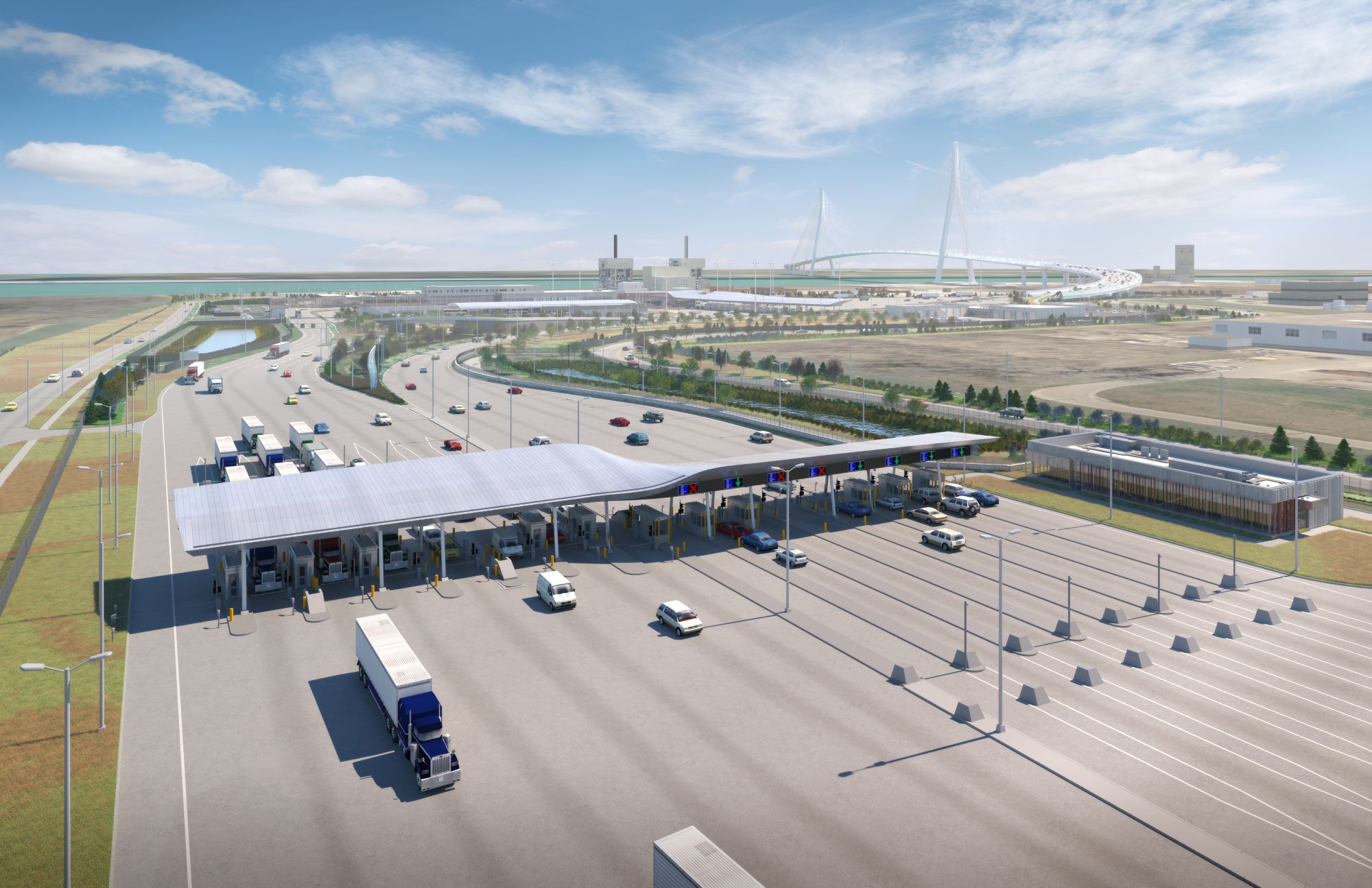 A rendering of the toll lanes.