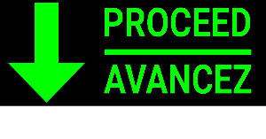A green arrow pointed down, next to the word Proceed.