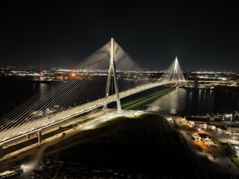 Aesthetic lighting on the Gordie Howe International Bridge