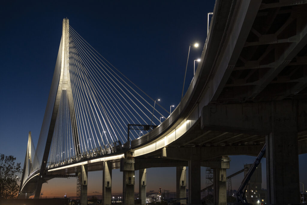 Gordie Howe International Bridge at night
